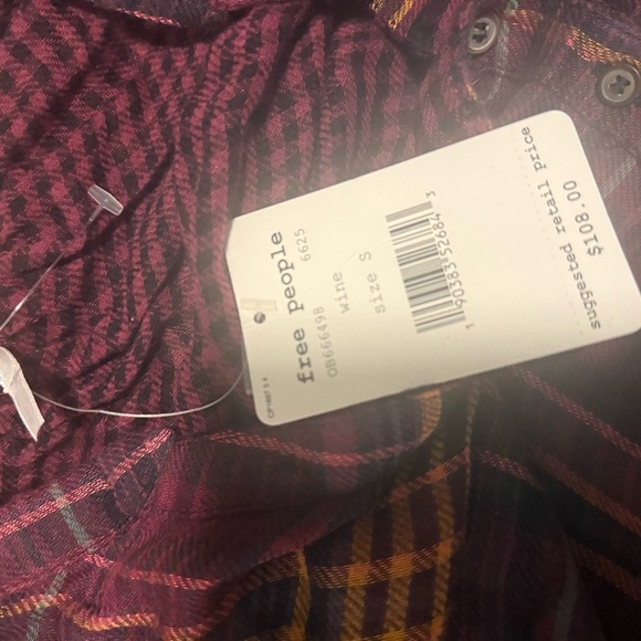 Free People Oversized Boxy Mandarin Collar Long Sleeve Blouse Small - Picture 6 of 8